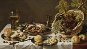 Pieter Claesz Tabletop Still Life with Mince Pie and Basket of Grapes France oil painting artist